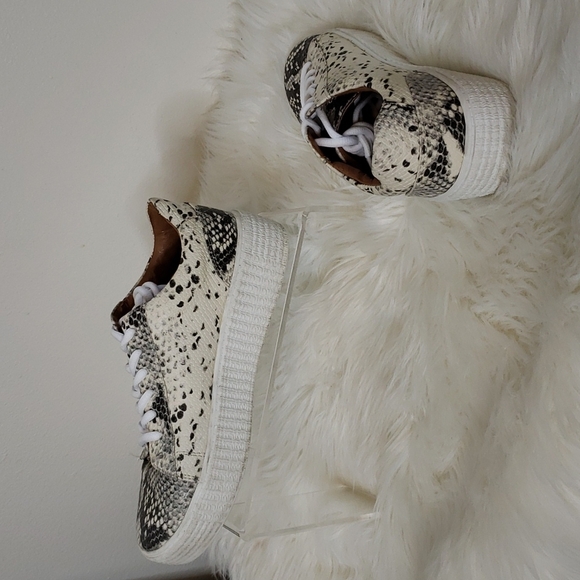 Steve Madden Oleta PU Leather Snakeskin Sneakers Coated Leather Womens Summer - Picture 5 of 12